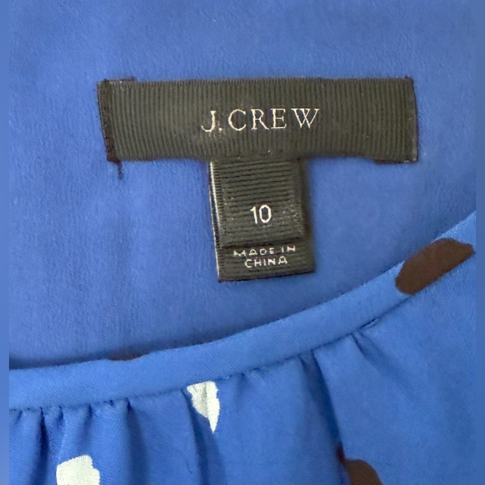 J. Crew 100% Silk Blue Above-the-knee Dress with Abstract Dot Polka Dot pattern - Picture 3 of 8